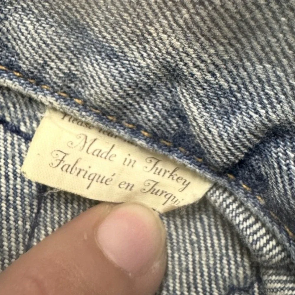 Levis Big E Denim Trucker Jacket Light Wash Embroidered Distressed M - Picture 6 of 10